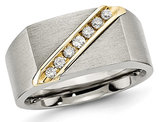 Men's Titanium Brushed Diamond Wedding Band Ring 1/5 Carat (ctw)